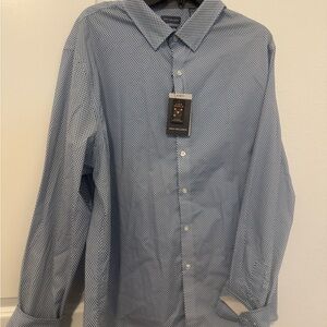 Van Heusen Men's White and Blue Checkered Dress Shirt